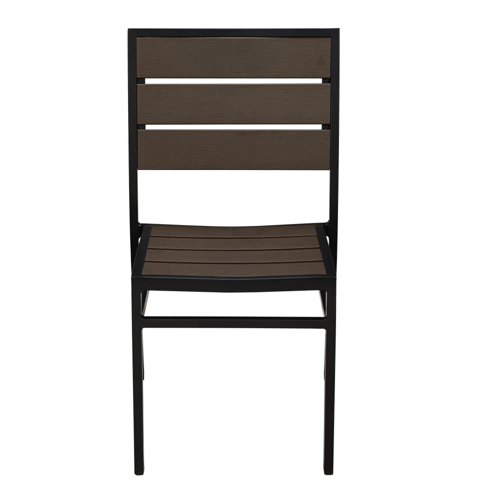 Dark Walnut Faux Teak Black Aluminum Chair