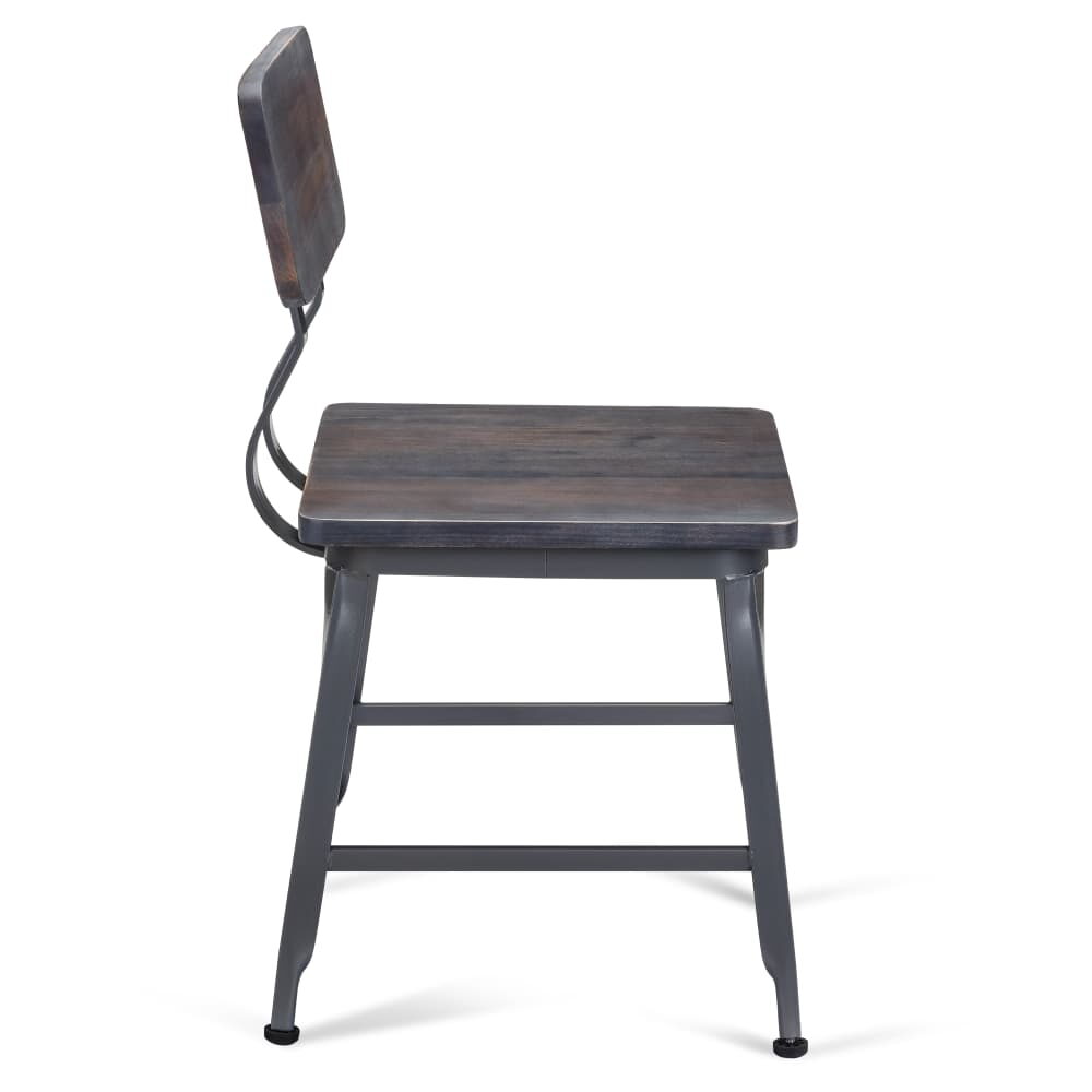 Wood Back Dark Gray Massello Metal Chair
