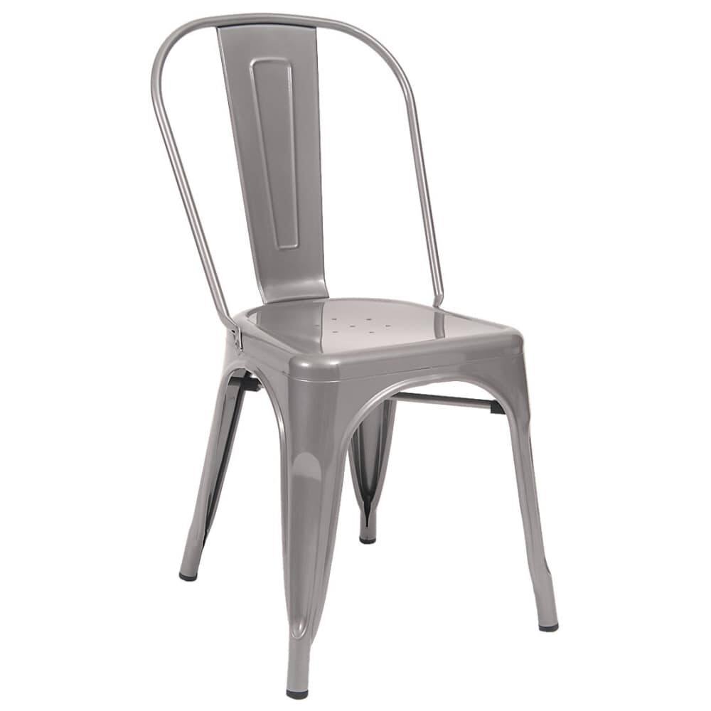 Light Gray Finish Bistro-Style Metal Chair