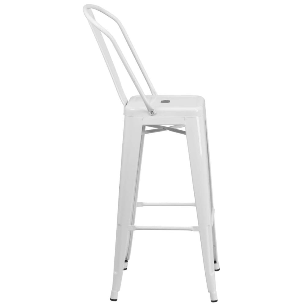 Bistro-Style White Metal Bar Stool