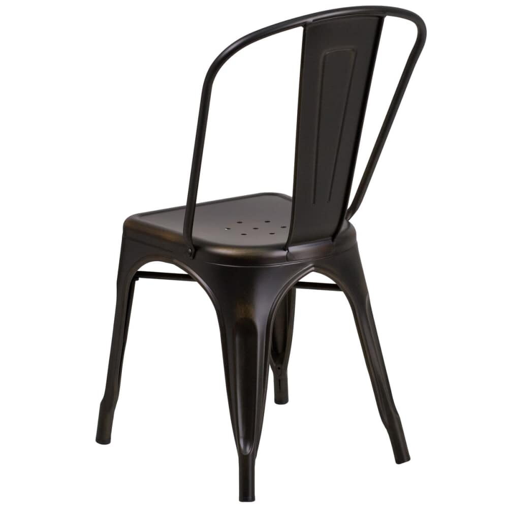 Distressed Bronze Finish Bistro-Style Metal Chair