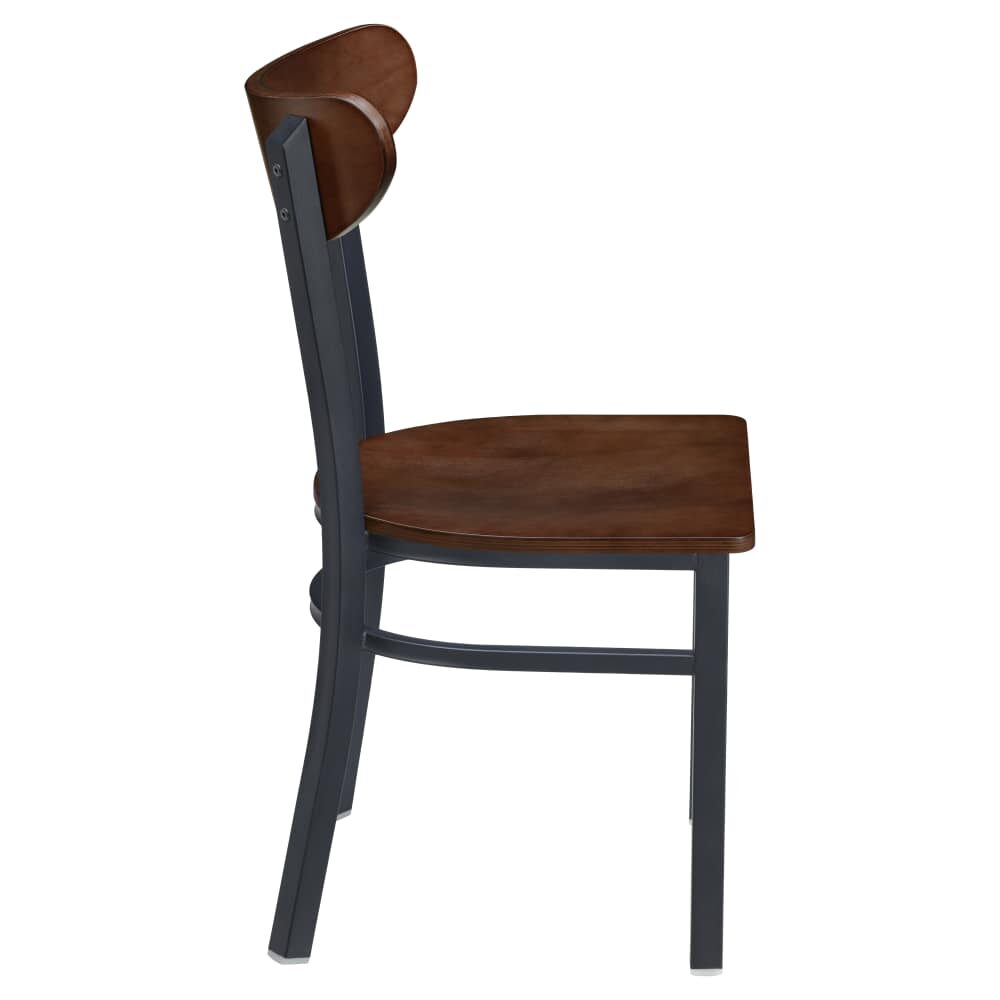 Wood Back Metal Curvy Chair