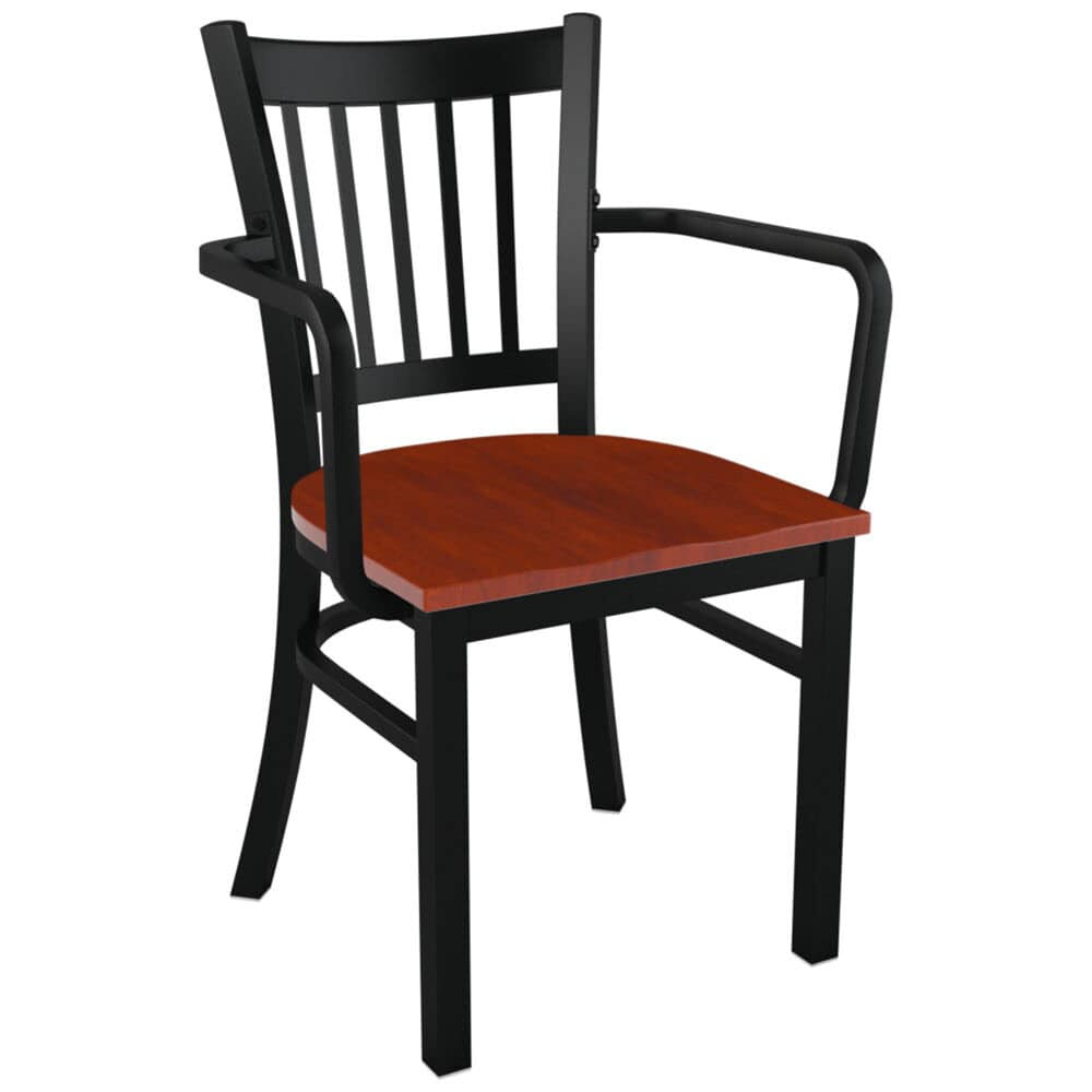 Vertical Slat Metal Chair with Arms