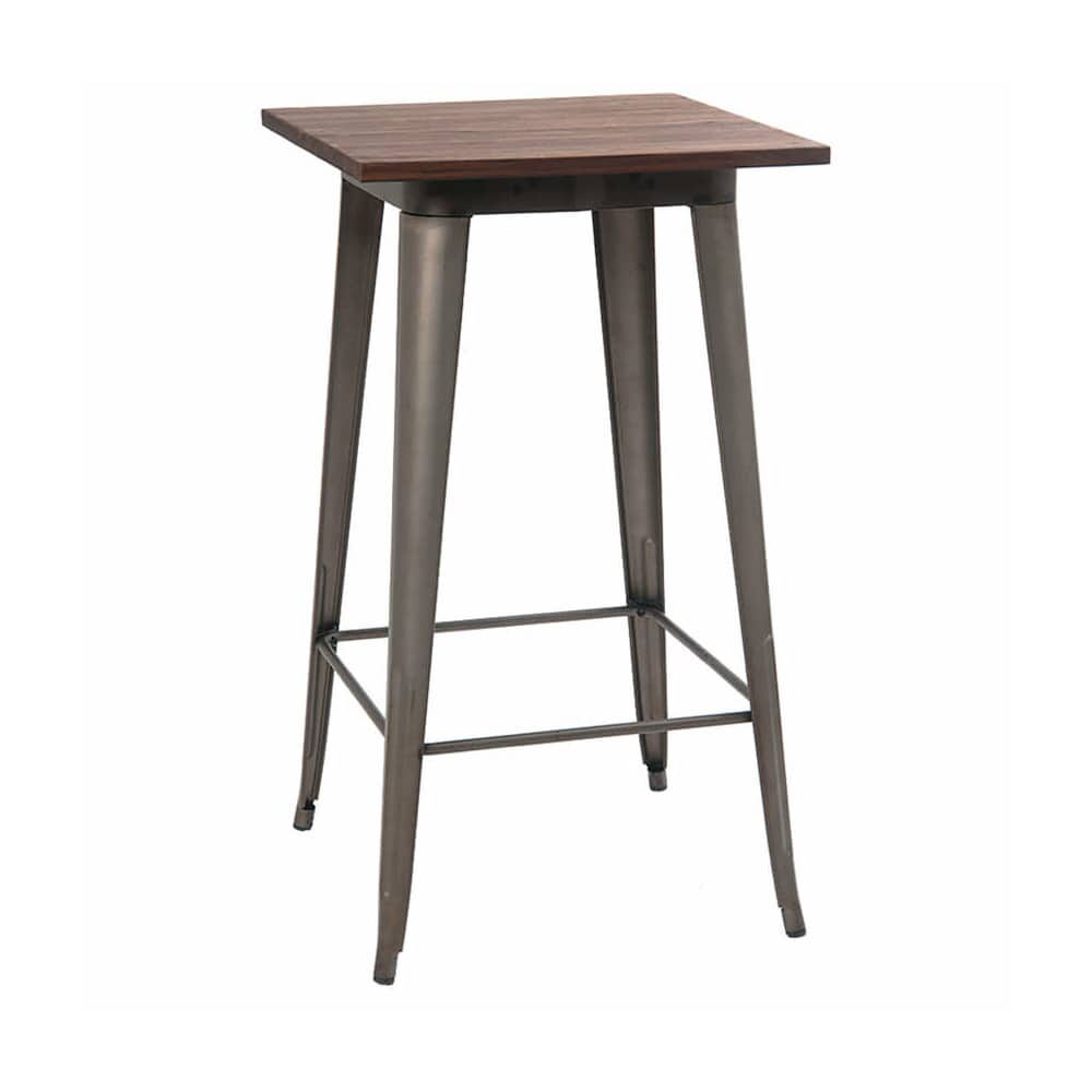 Dark Gray Finish Industrial Series Bar-Height Table with Wood Top