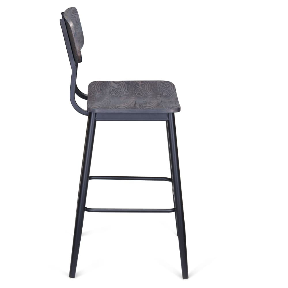 Wood Back and Seat Metal Basel Bar Stool