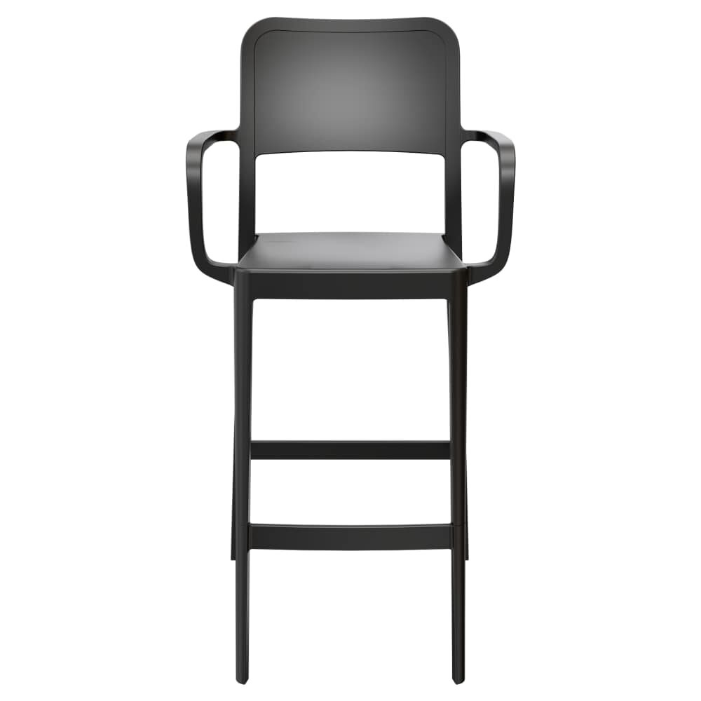 Outdoor Solid-Back Resin Parker Bar Stool with Arms