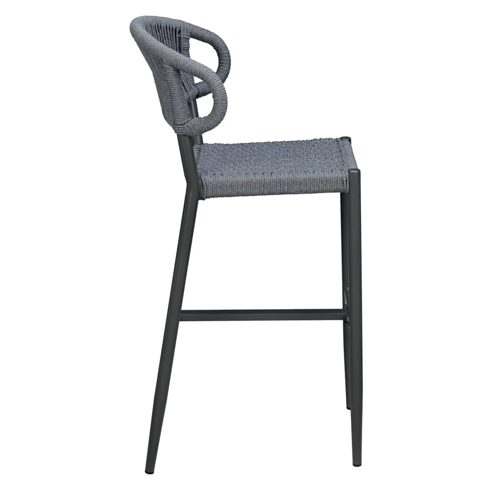 Slate Gray Rope Marina Aluminum Outdoor Bar Stool