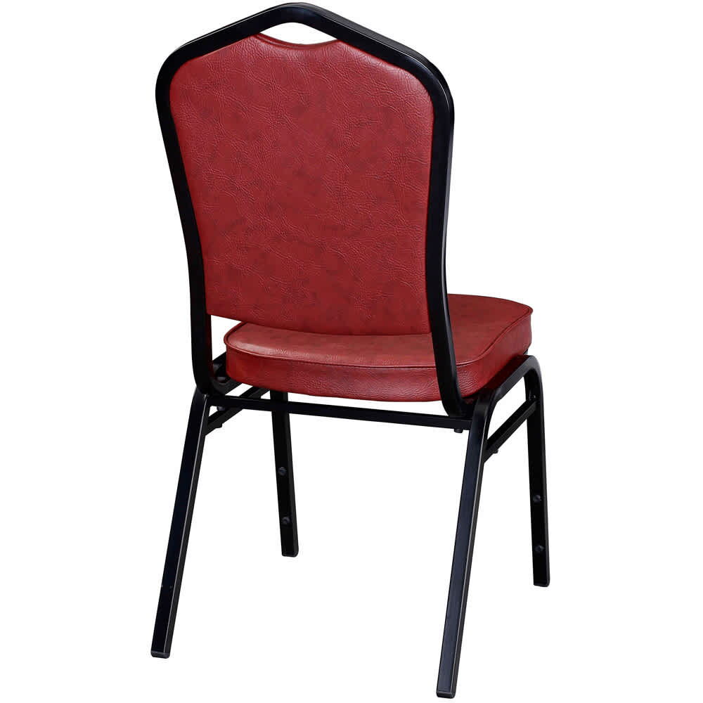 Black Frame Finish Wine Vinyl Stack Chair