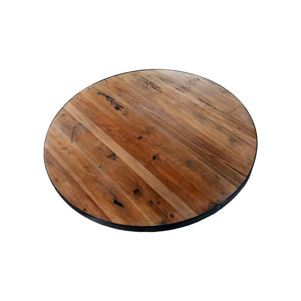 Metal Edge Reclaimed Wood Plank Table Top