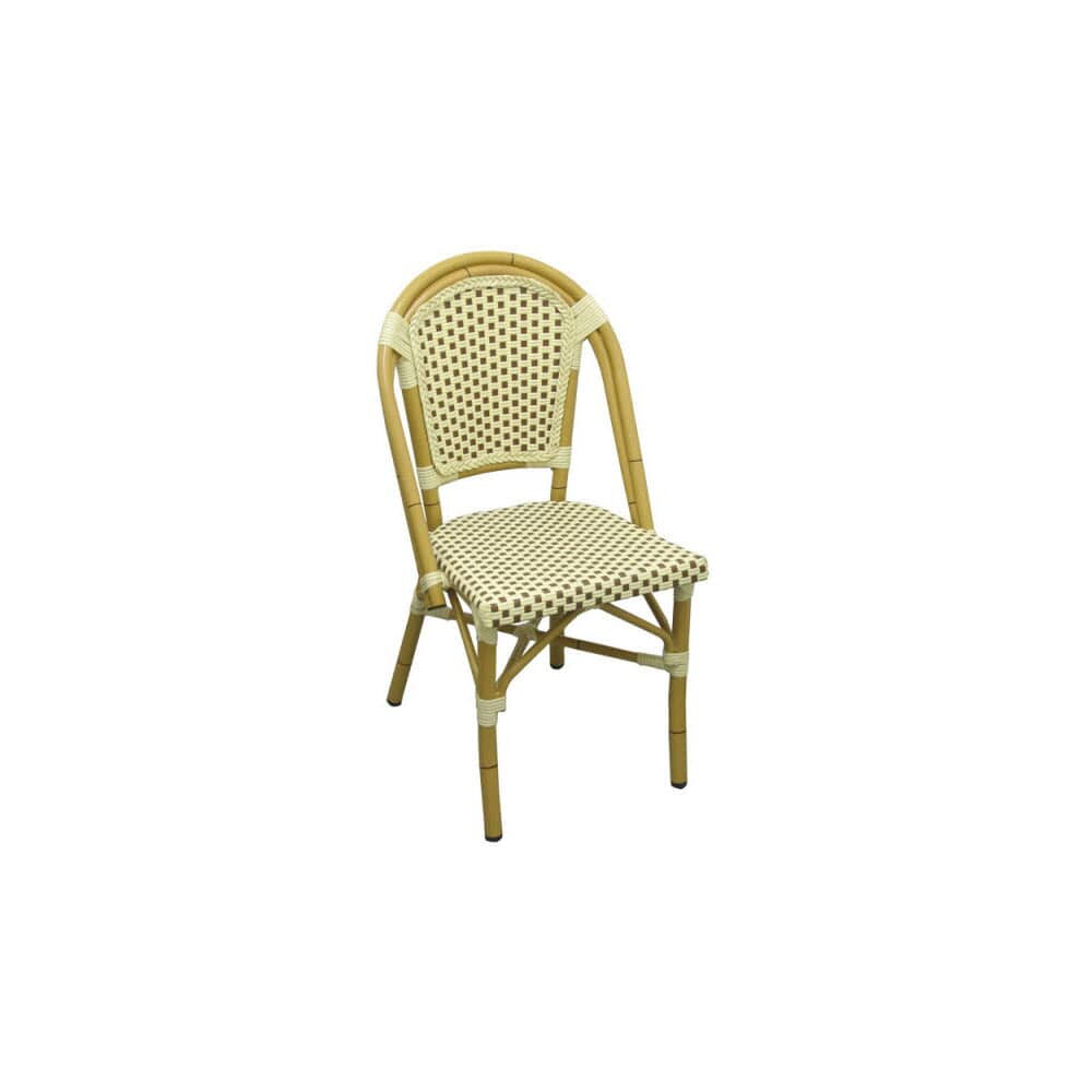 Brown and White Rattan Aluminum Bamboo Patio Chair