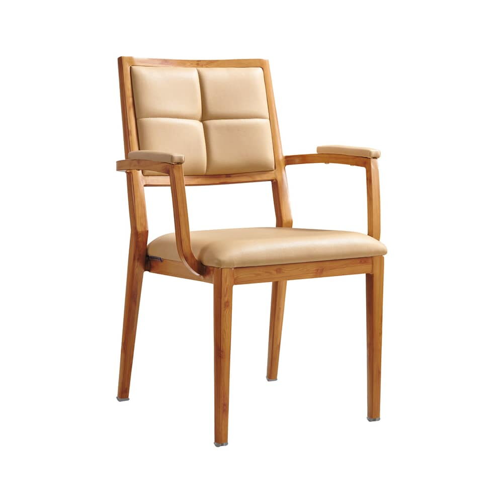 Modern Padded Wood Grain Aluminum Milano Armchair