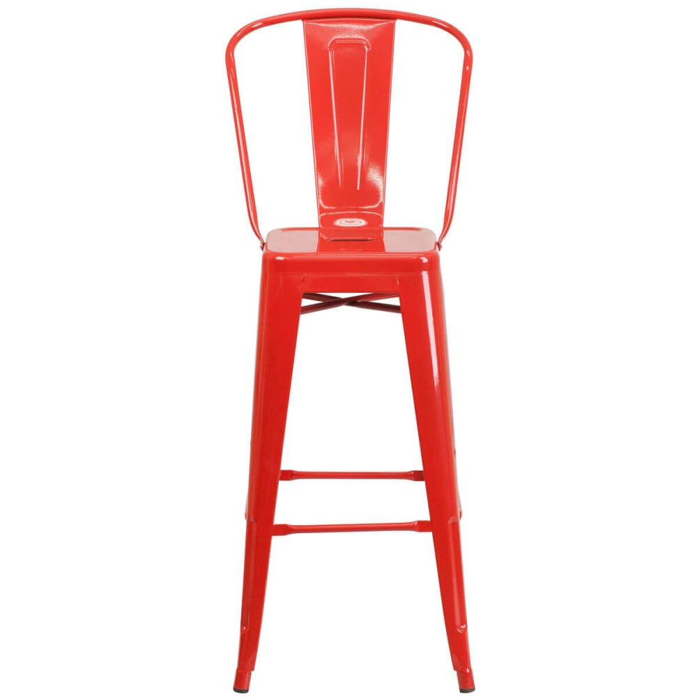 Red Metal Bistro-Style Bar Stool