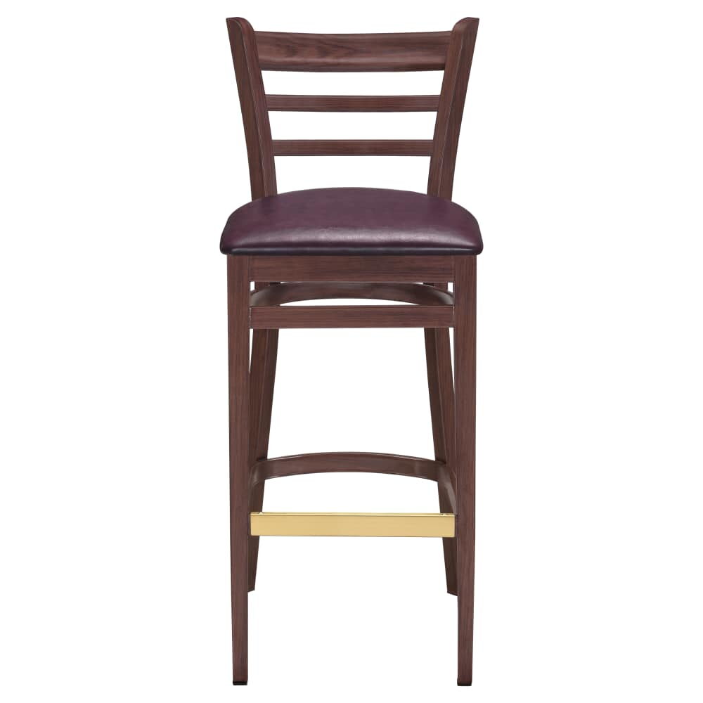 Wood Look Metal Ladder-Back Bar Stool