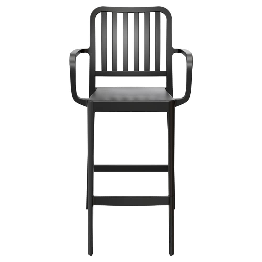 Outdoor Slat-Back Resin Miles Bar Stool with Arms