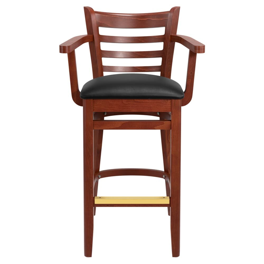 Wood Ladder-Back Bar Stool with Arms