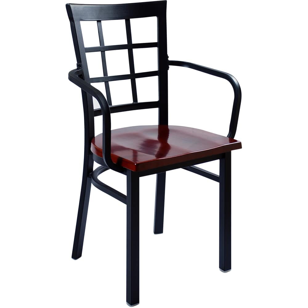 Metal Window-Back Chair with Arms