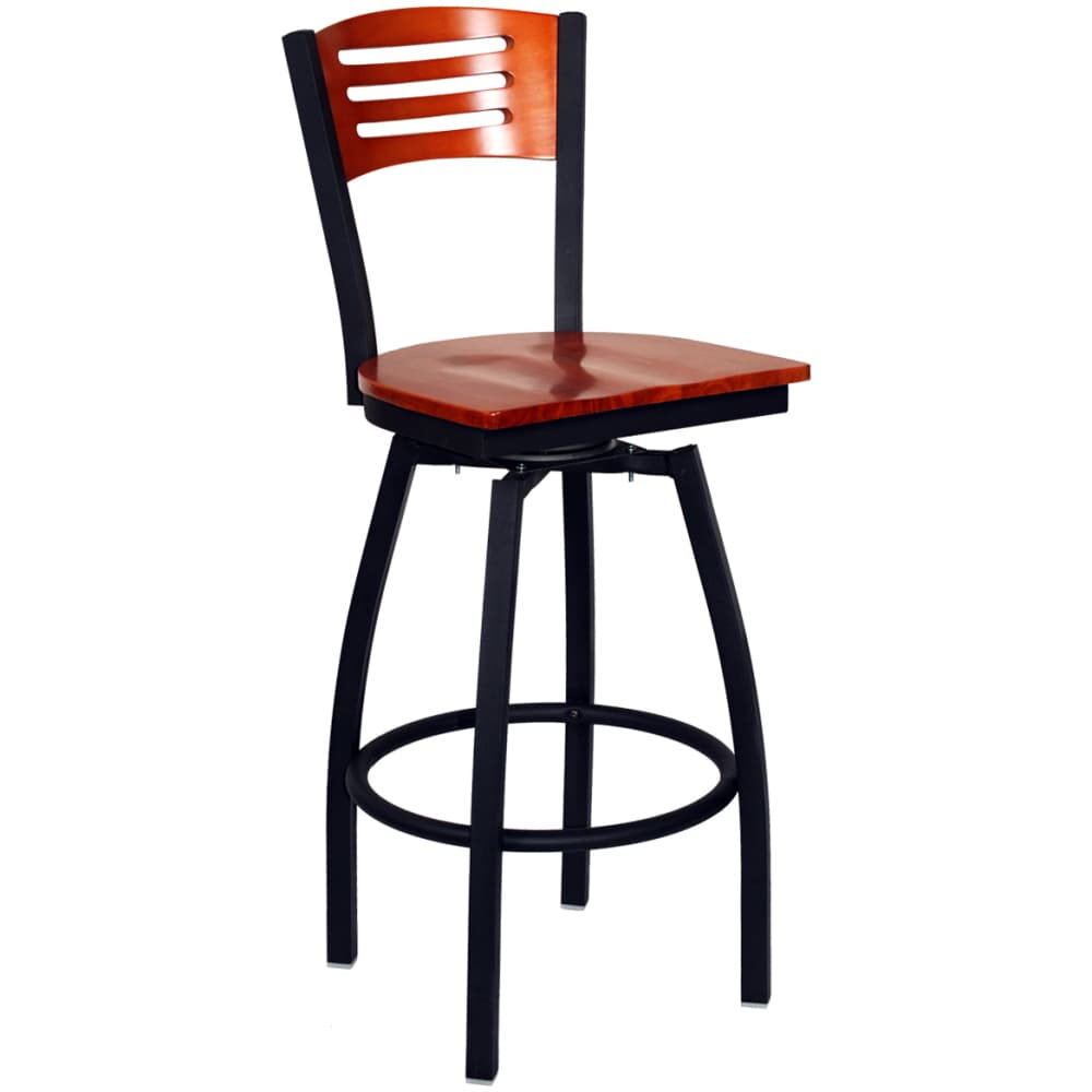 Swivel Metal Interchangeable Back Bar Stool with 3 Slats
