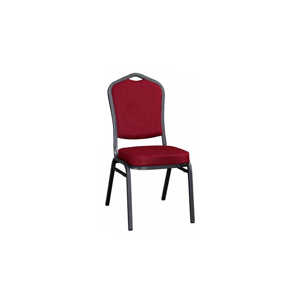 Silver Vein Frame Dark Red Fabric Metal Stack Chair