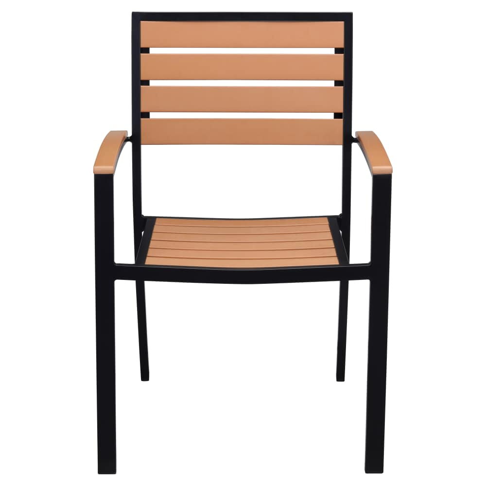 Faux Teak Black Patio Armchair