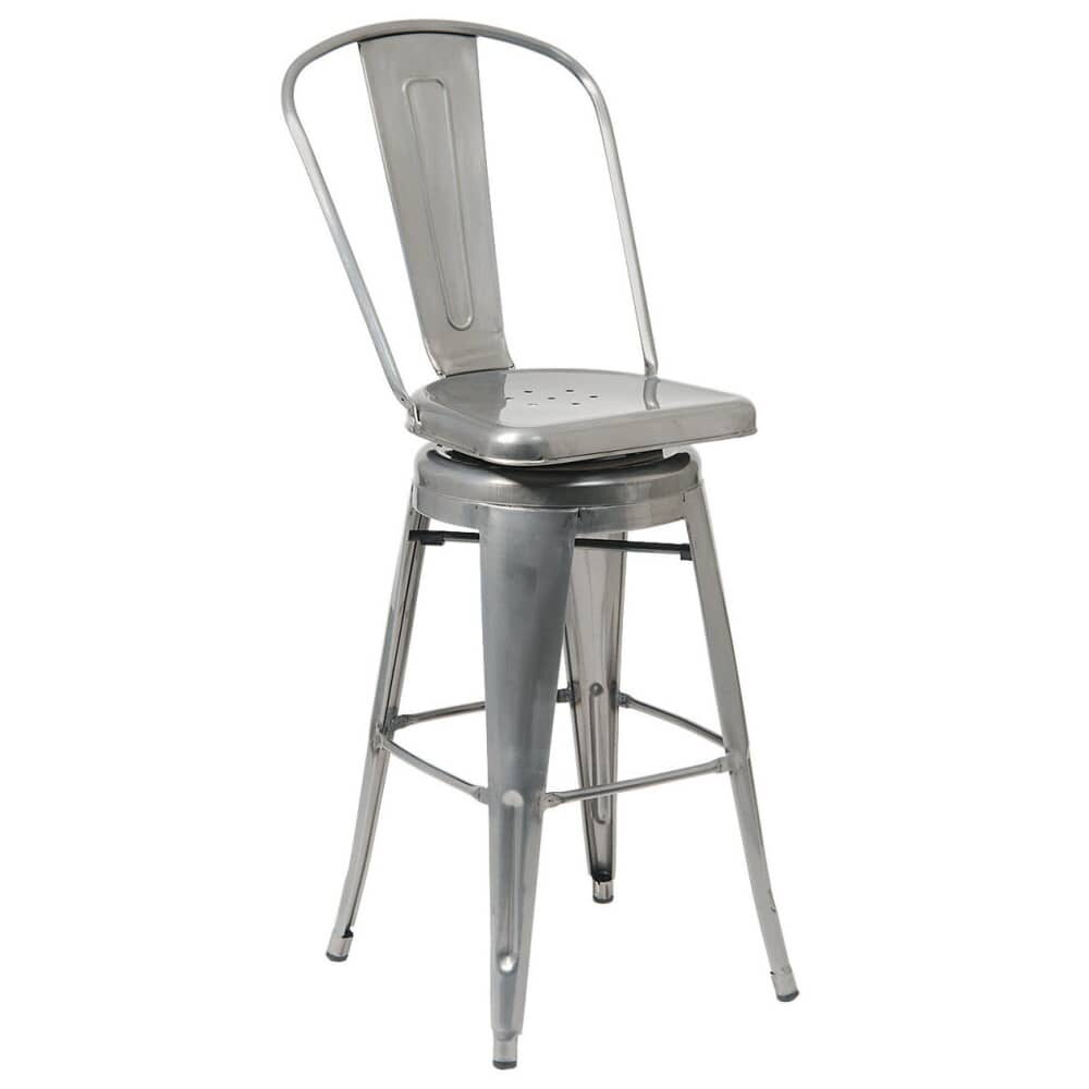 Clear Finish Bistro-Style Metal Swivel Bar Stool