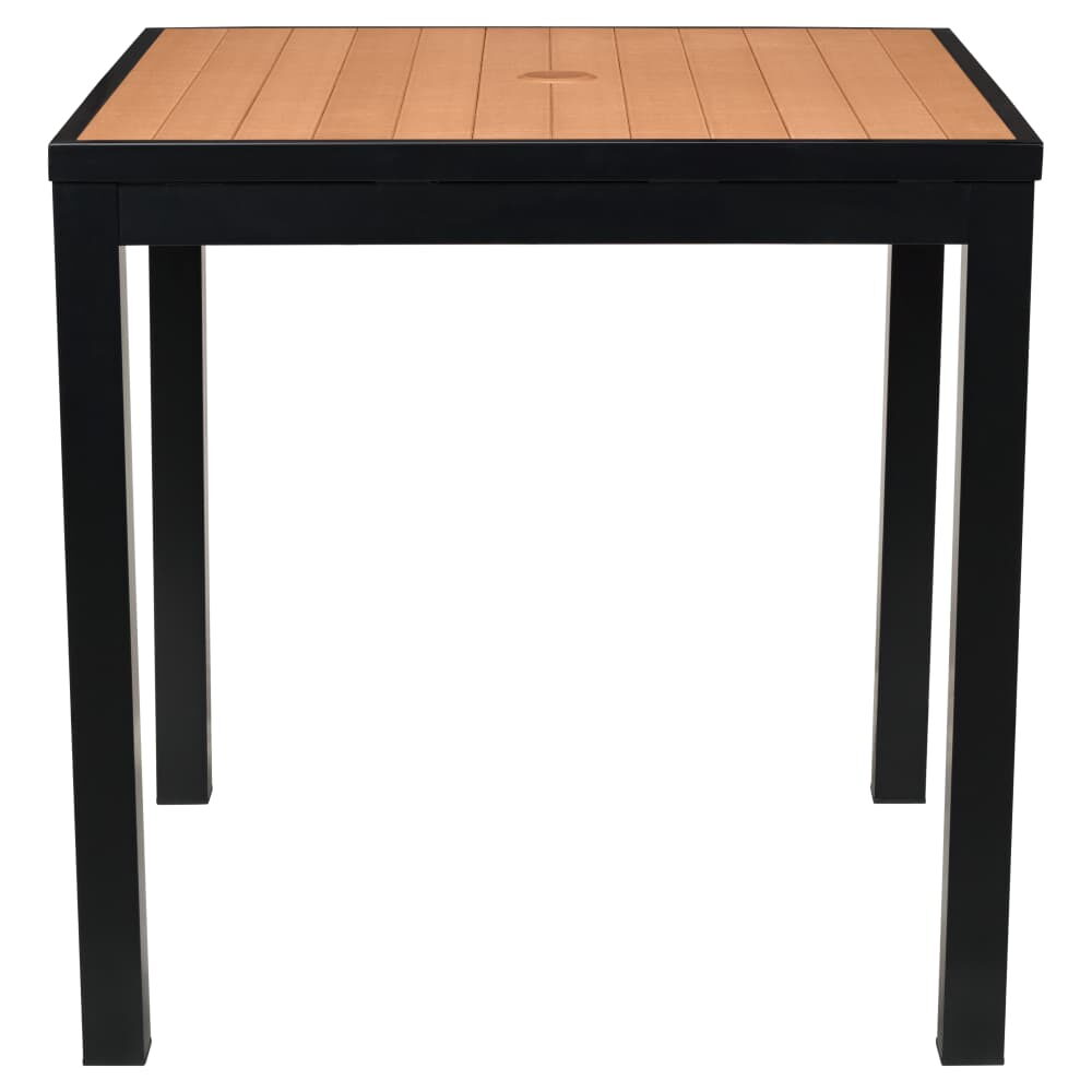 Black Finish Faux Teak Aluminum Outdoor Table