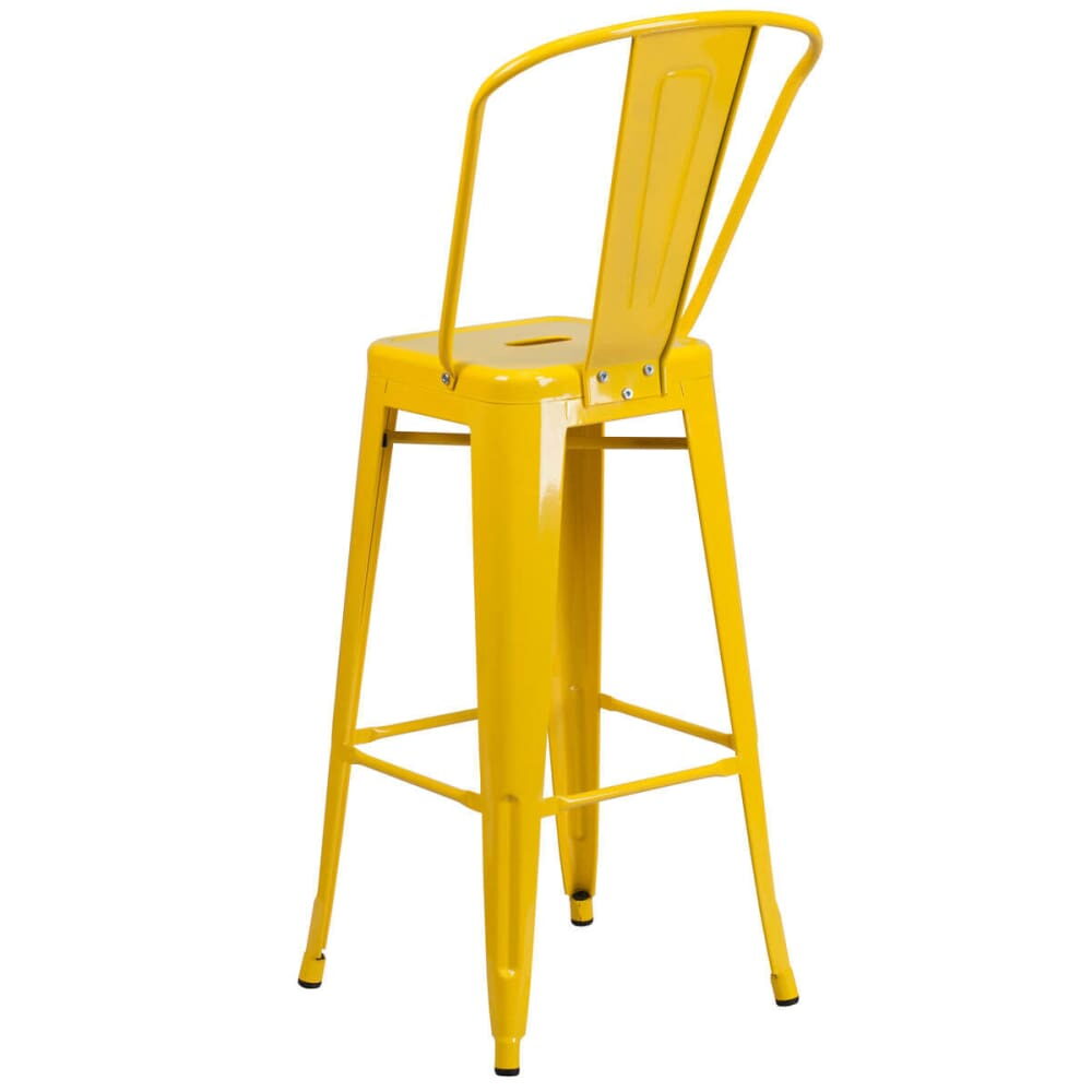 Bistro-Style Yellow Metal Bar Stool