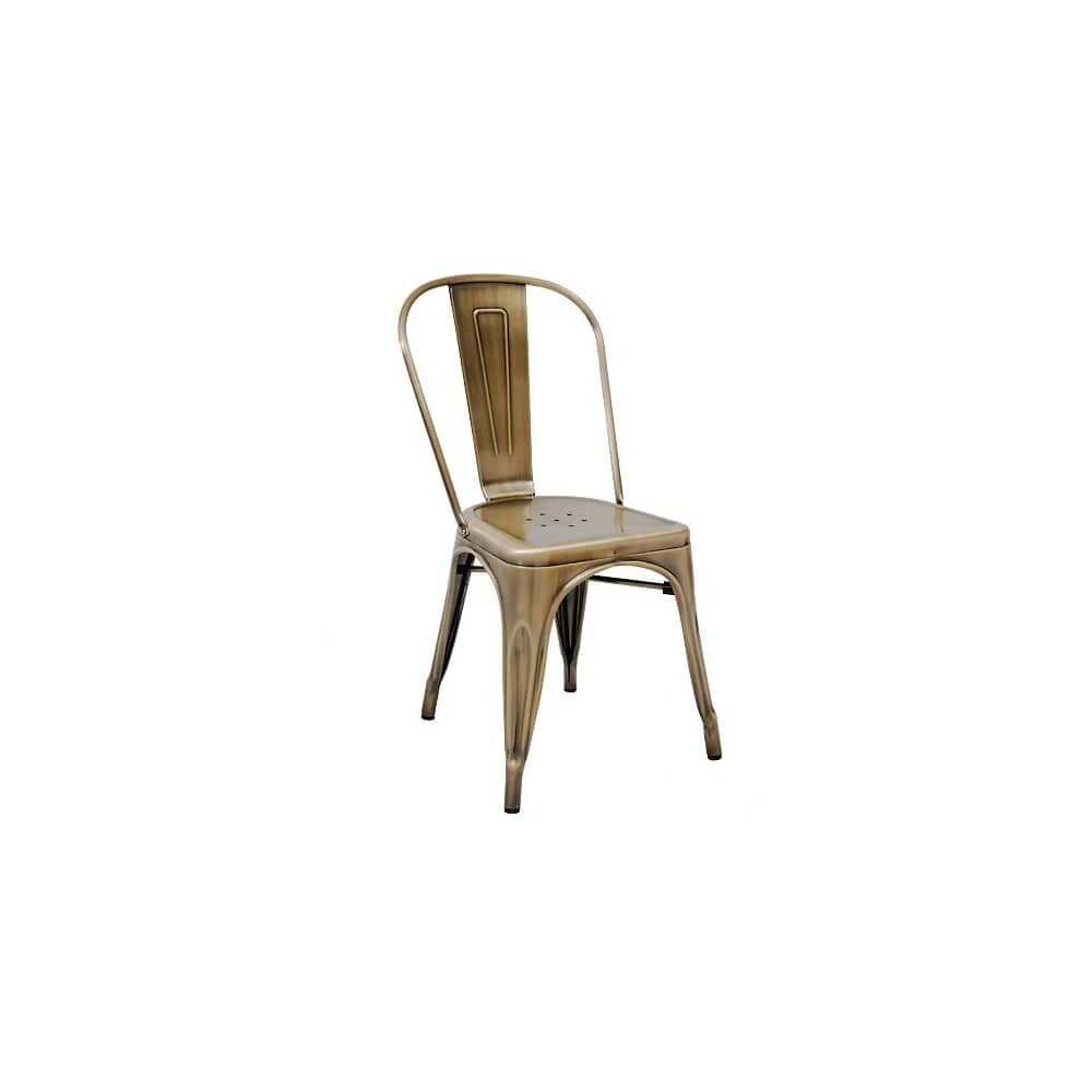Brass Finish Bistro-Style Metal Chair