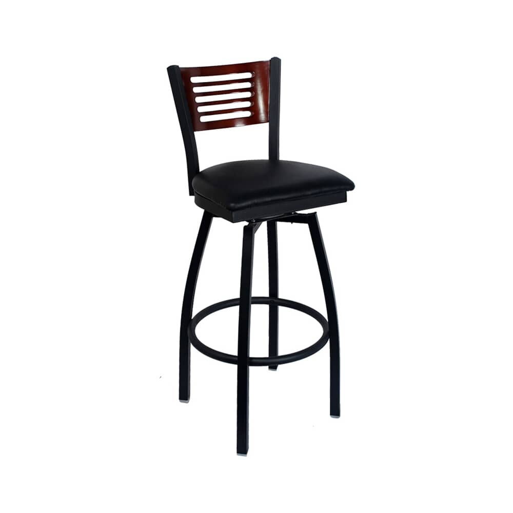 5 Slats Interchangeable Back Swivel Metal Bar Stool