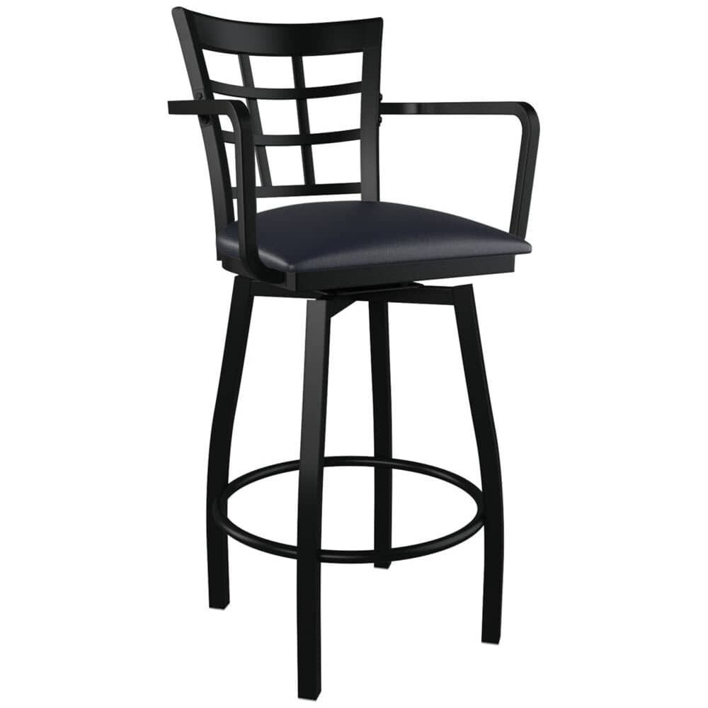 Swivel Window-Back Bar Stool with Arms