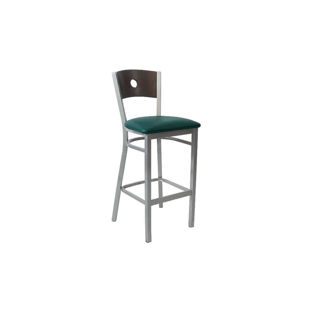 Interchangeable Back Silver Metal Bar Stool with Circled Back