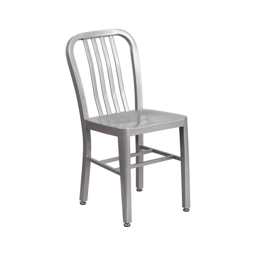 Silver Finish Metal Chair