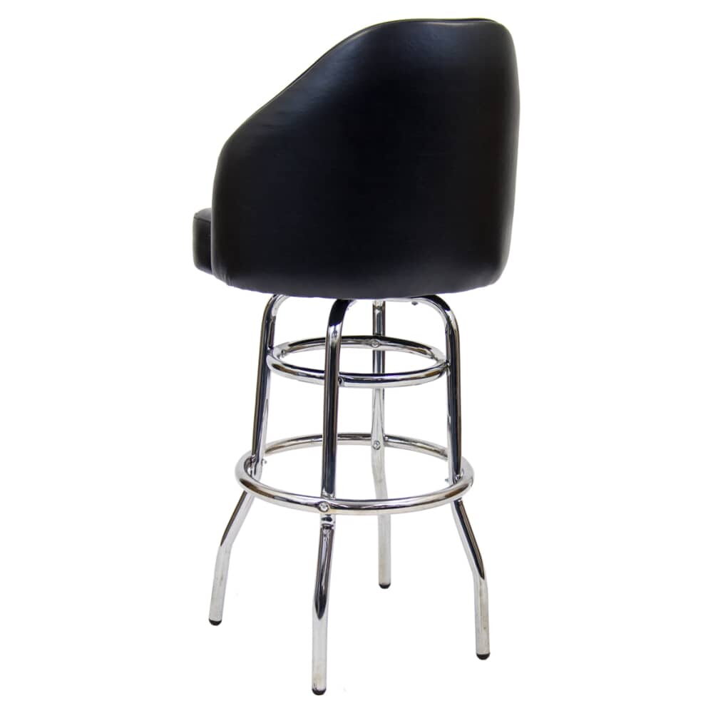 Extra Curved Seat Chrome Swivel Bar Stool with Double Ring