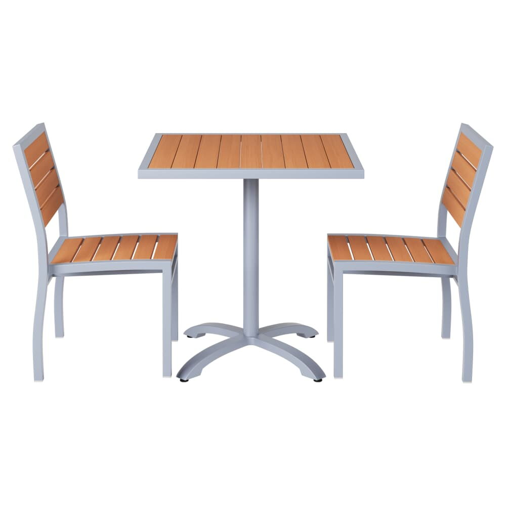 Table with Gray Aluminum Side Chairs Set