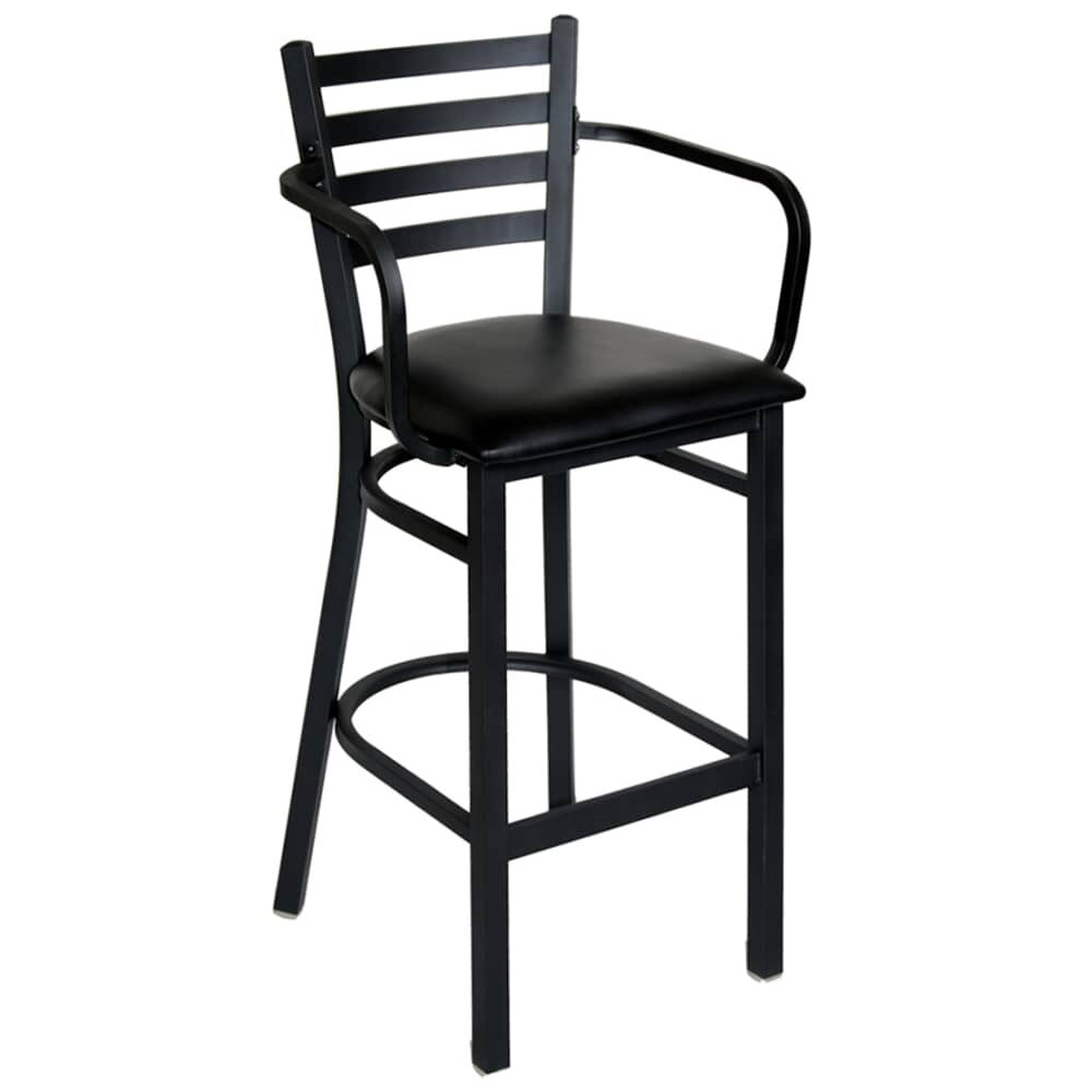 Metal Ladder-Back Bar Stool with Arms