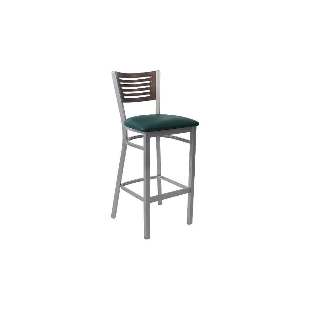 Interchangeable Back Silver Metal Bar Stool with 5 Slats