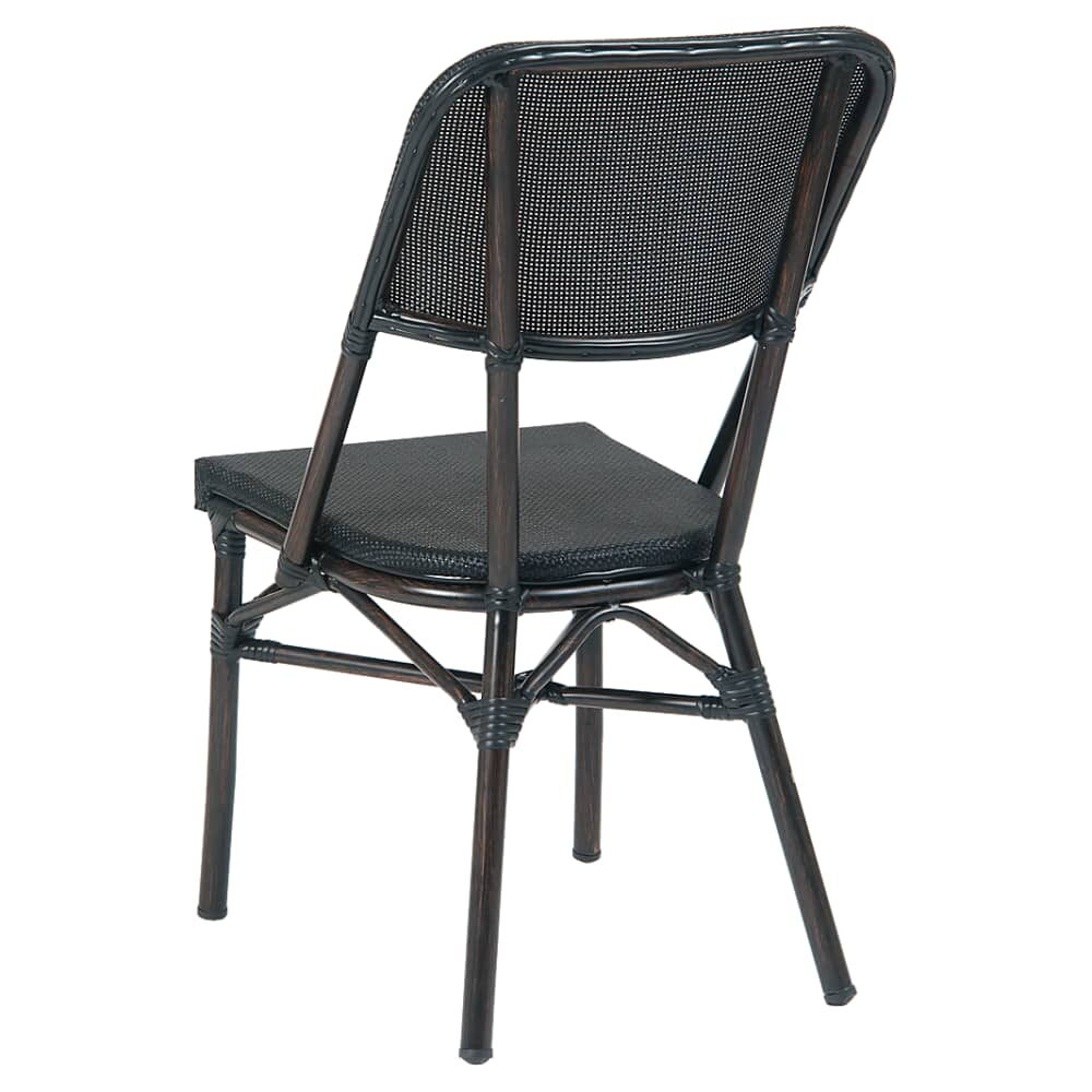 Dark Walnut Frame Black Rattan Aluminum Patio Chair