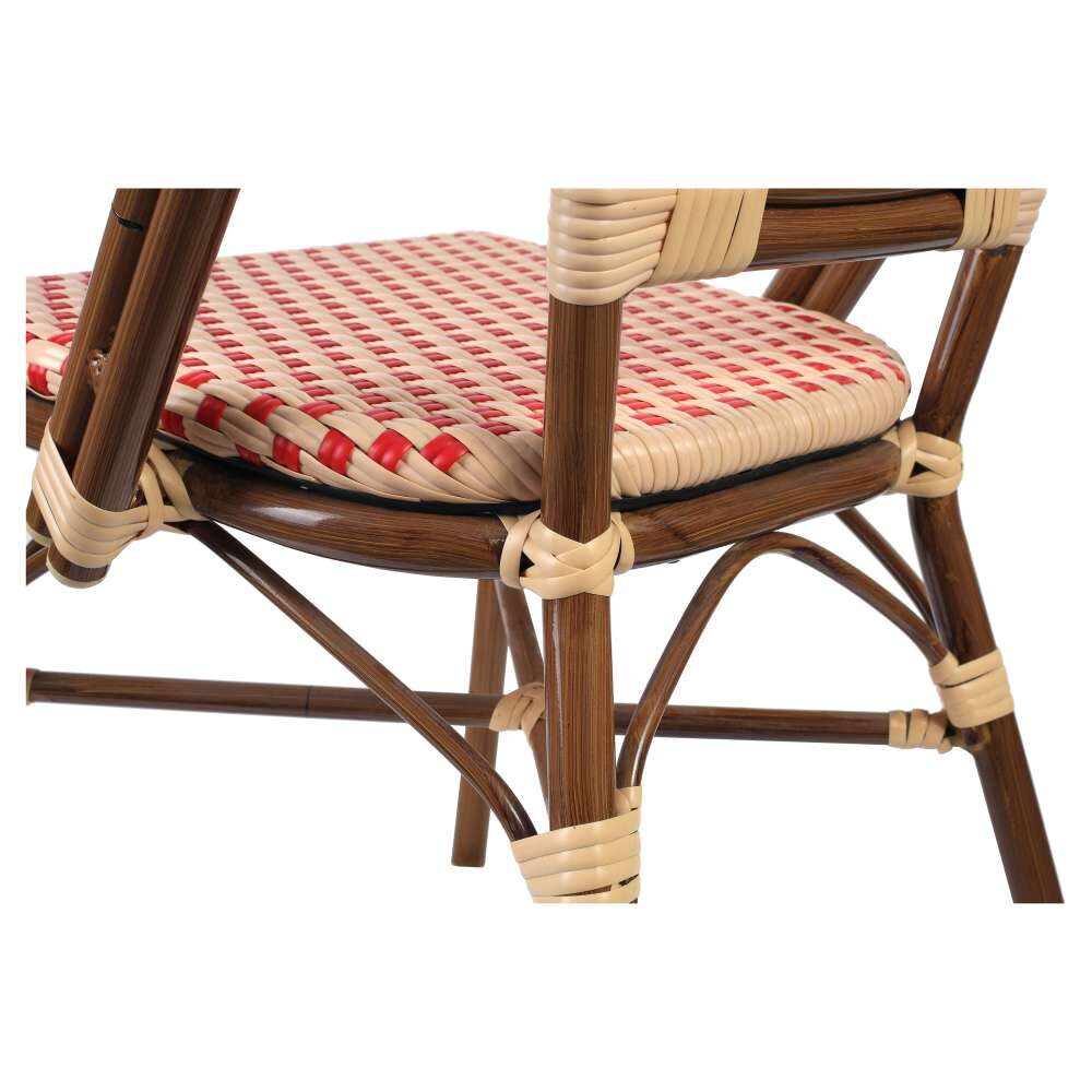 Red and Cream Rattan Aluminum Bamboo Patio Chair