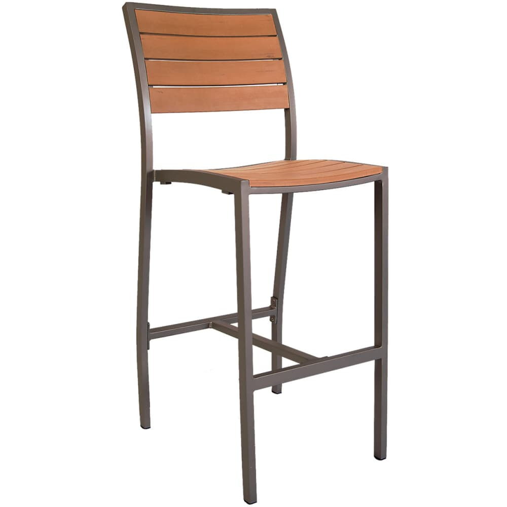 Faux Teak Rust Colored Aluminum Patio Bar Stool