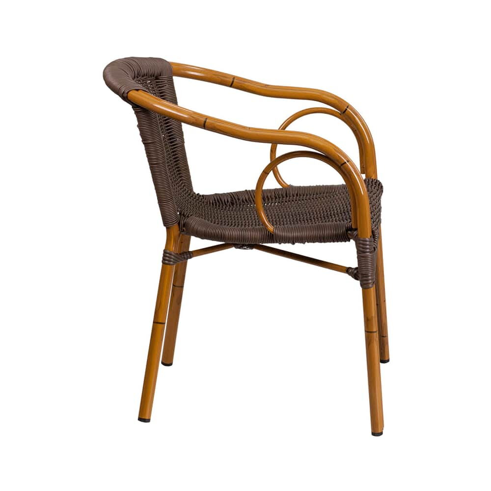 Cherry Frame Finish Dark Brown Rattan Aluminum Chair