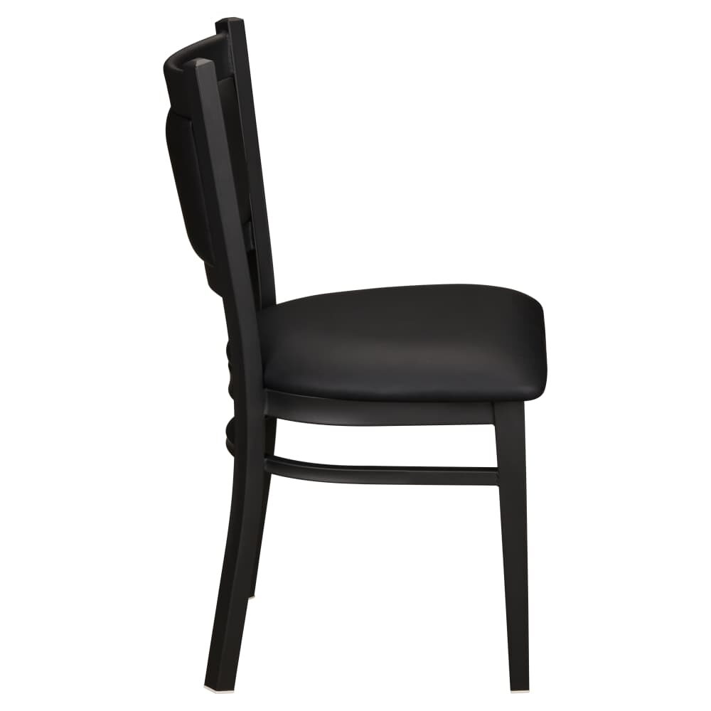 Padded Back Black Vinyl Metal Chair