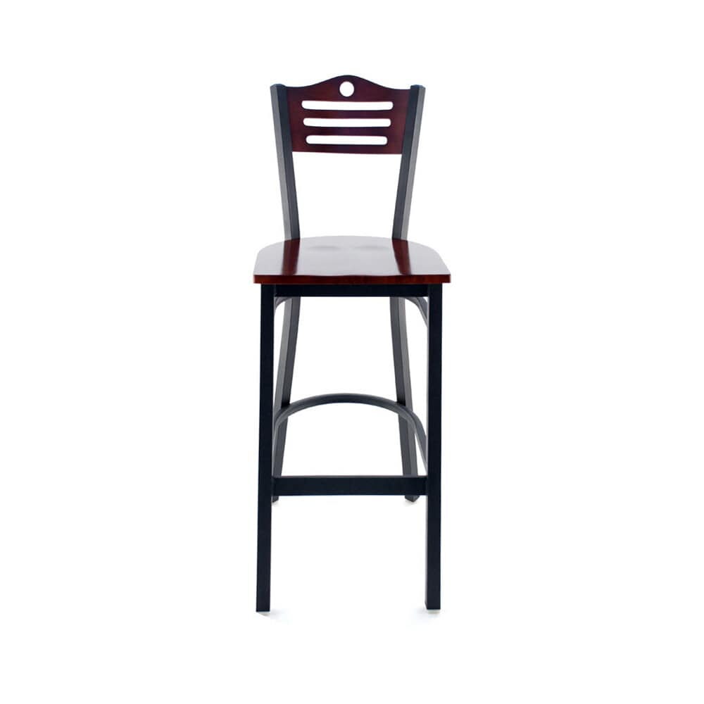 Metal Interchangeable Back Bar Stool with Slats and Circle