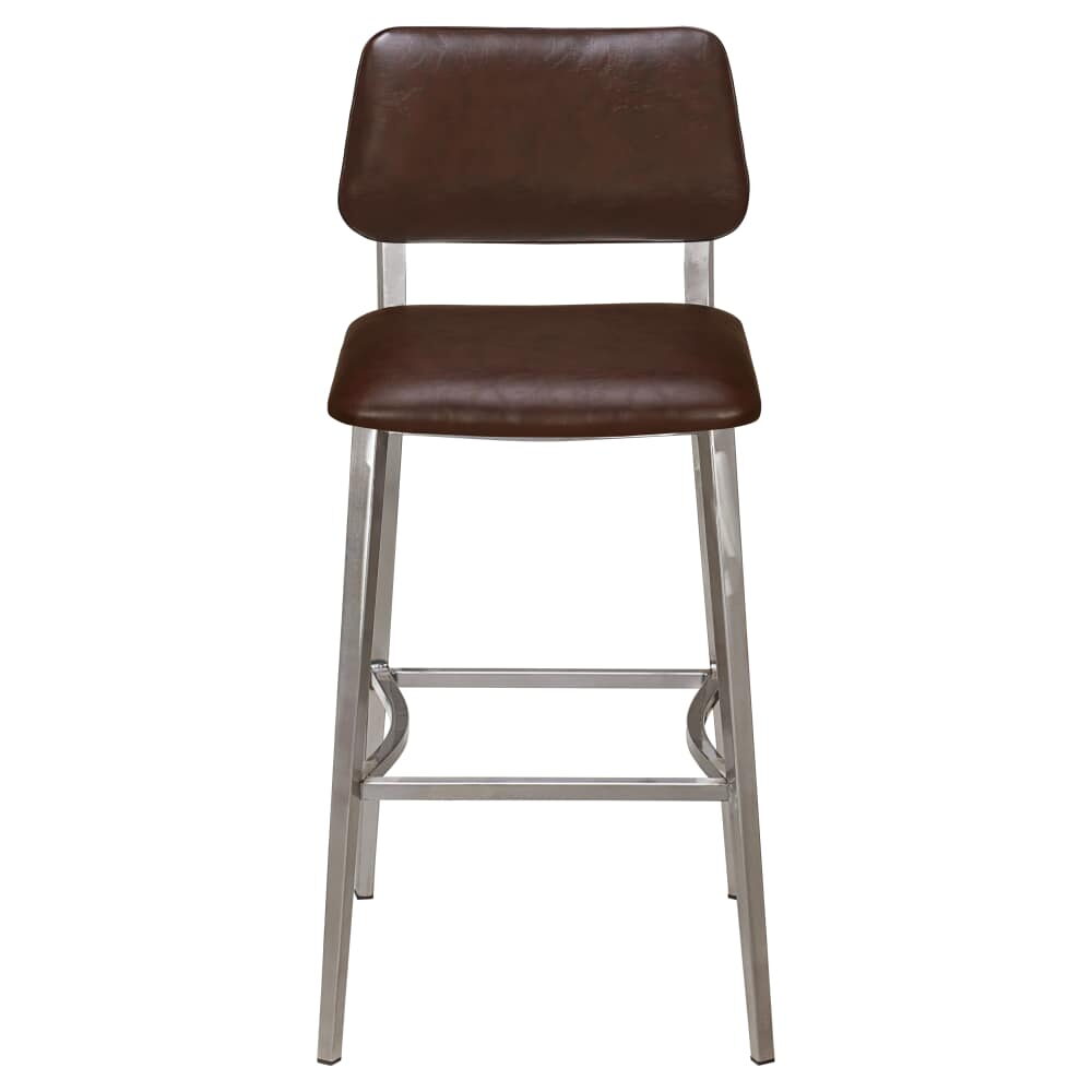 Clear Coat Finish Luca Metal Bar Stool with Padded Back