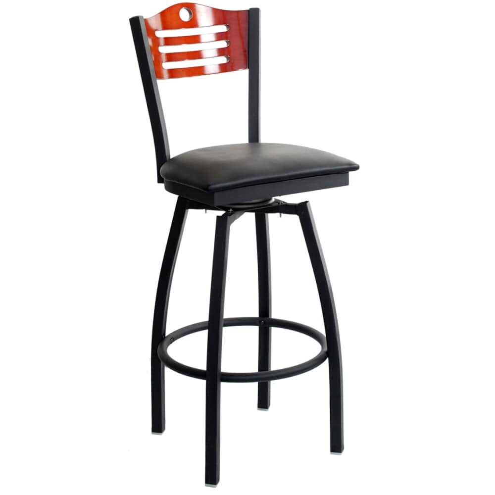 Swivel Metal Interchangeable Back Bar Stool with Circle and 3 Slats