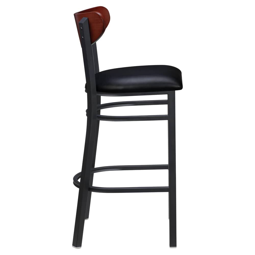 Wood Back Curvy Metal Bar Stool