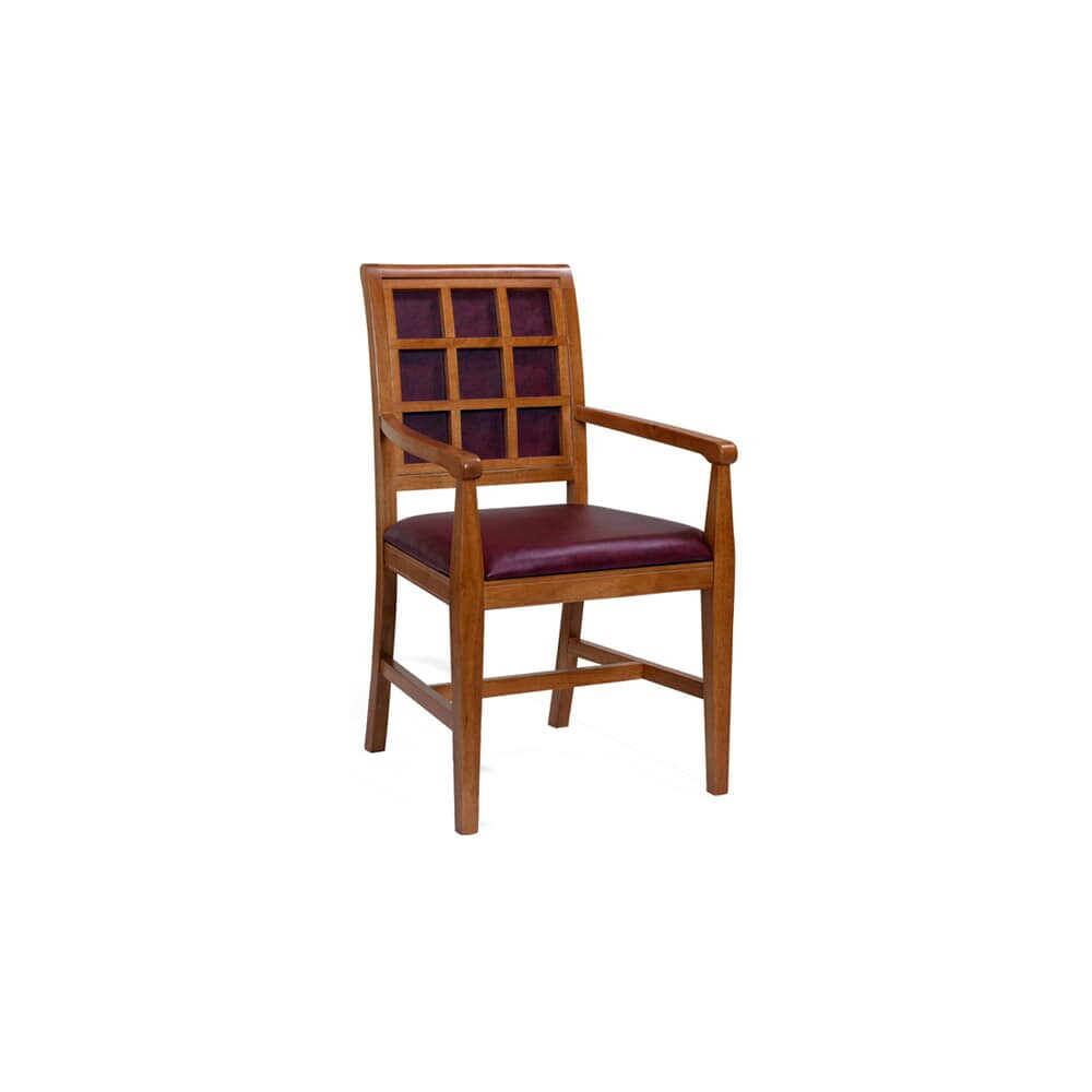 Wood Straight Window-Back Fully Upholstered Chair