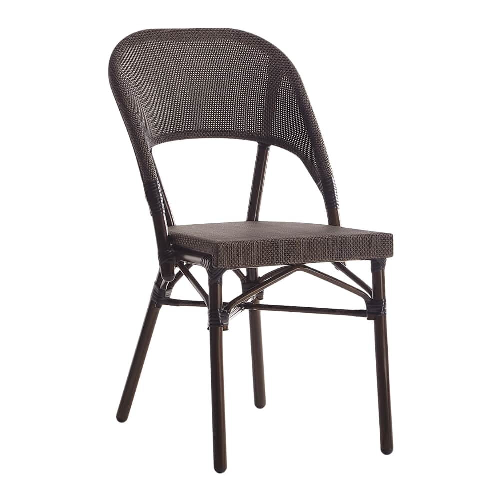 Brown Rattan Walnut Metal Patio Chair