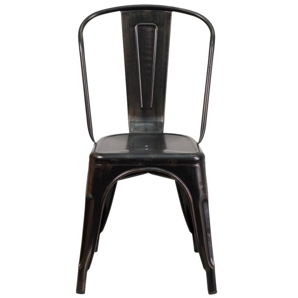 Black-Antique Gold Finish Bistro-Style Metal Chair