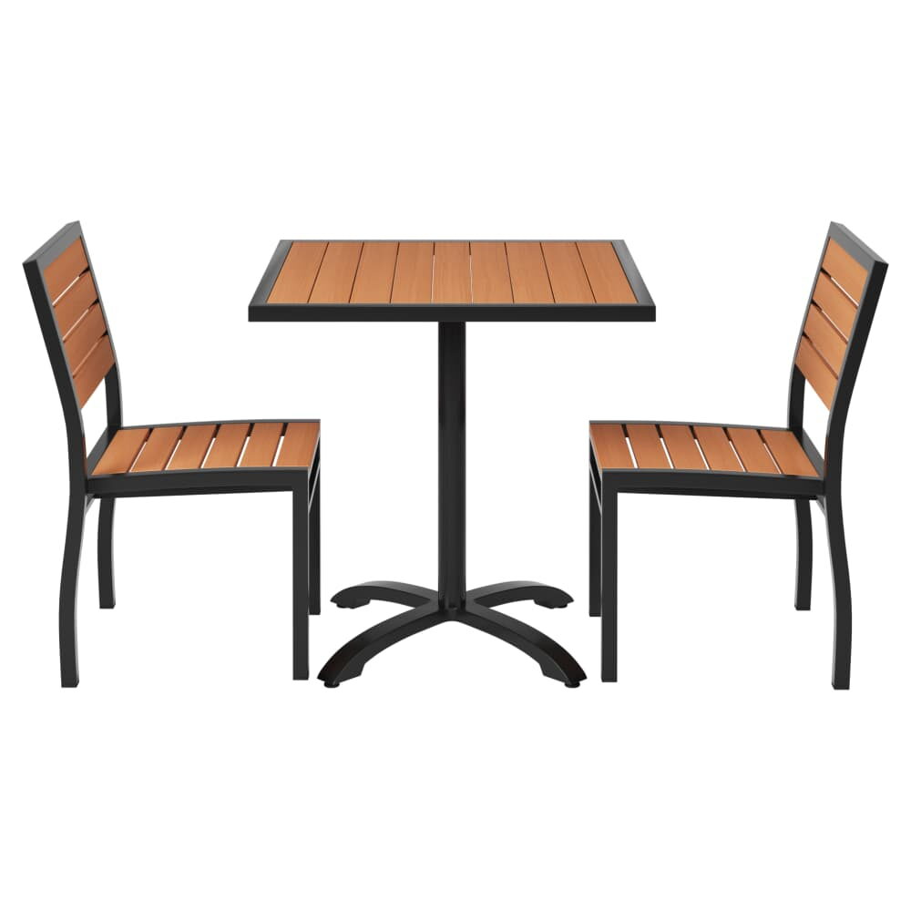 Table with Black Aluminum Patio Chairs Set