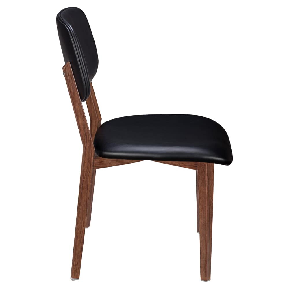 Wood Grain Metal Enzo Chair with Padded Back