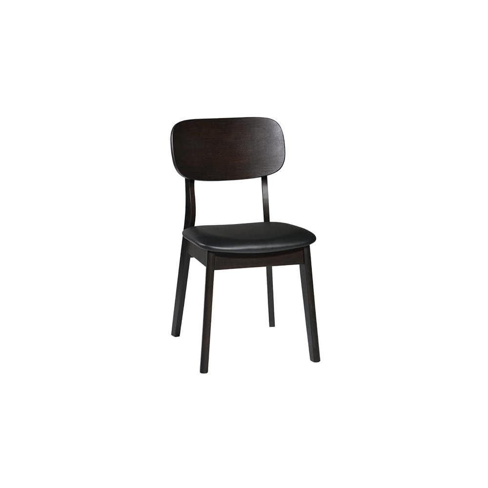 Black Vinyl Seat Dark Walnut Wood Chair